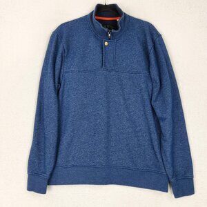 Orvis Sweater Mens Medium Blue 1/4 Zip Mock Neck Fleece Pullover Long Sleeve